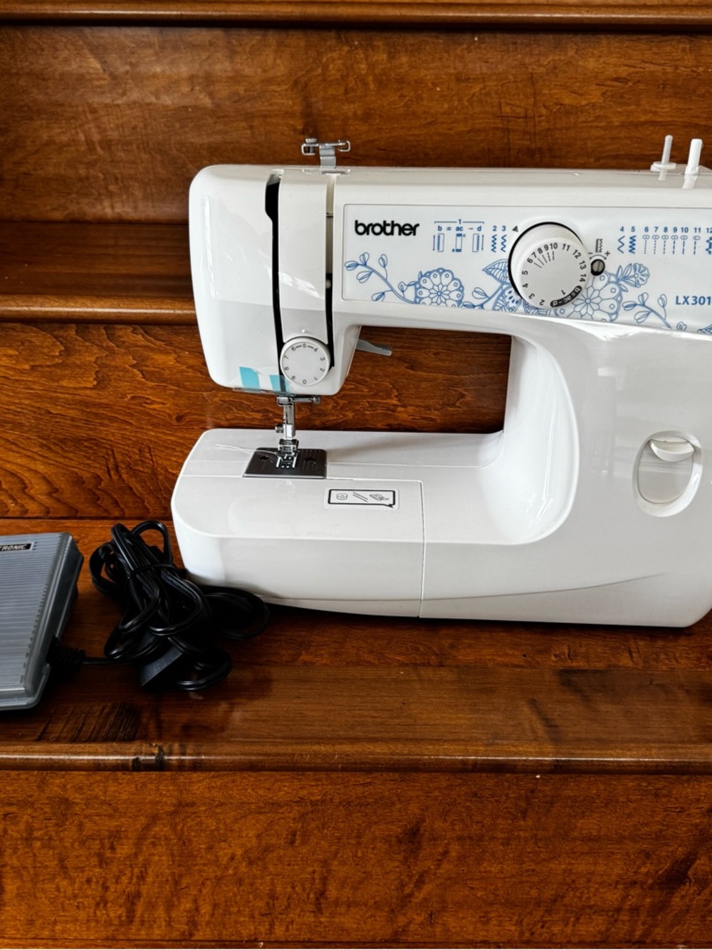 Brother White Sewing Machine with Teal Accents - Picture 3 of 6